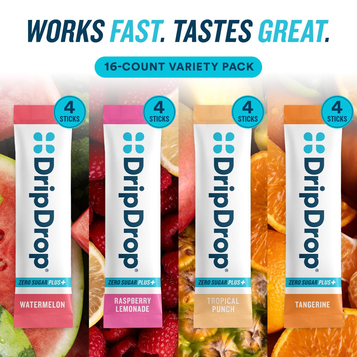 DripDrop sticks inside a backpack demonstrating convenient on-the-go hydration