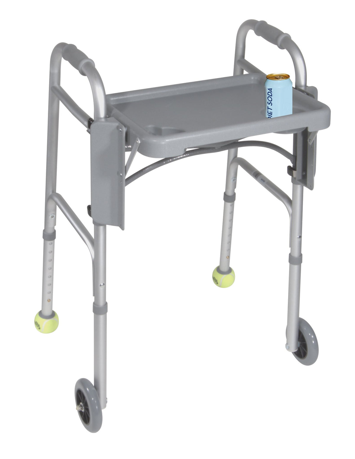Drive Medical tray front view showing flat surface and two cup wells for secure carrying
