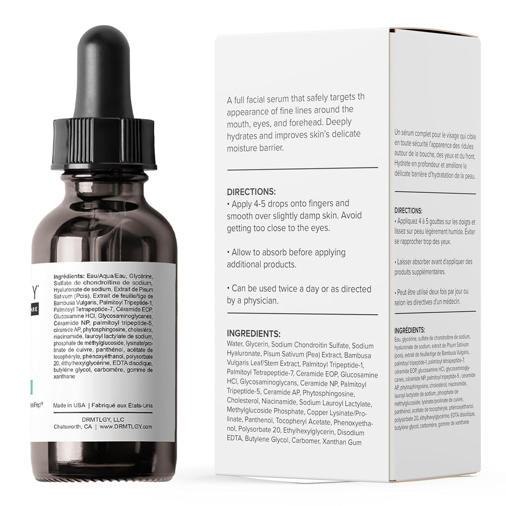 DRMTLGY on bathroom shelf in routine setting suggesting easy layering