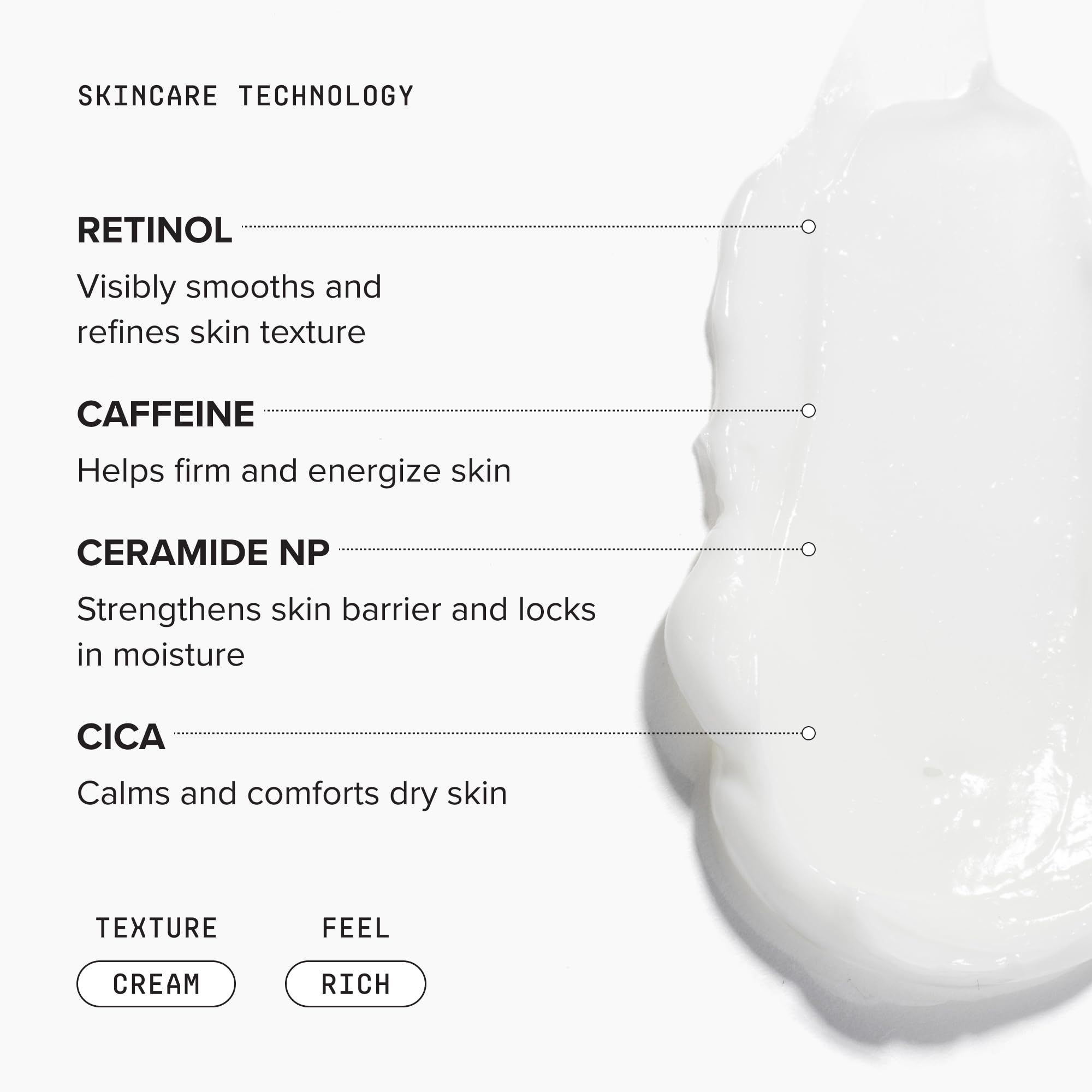 DRMTLGY creamy lotion texture close-up for smooth absorption benefit