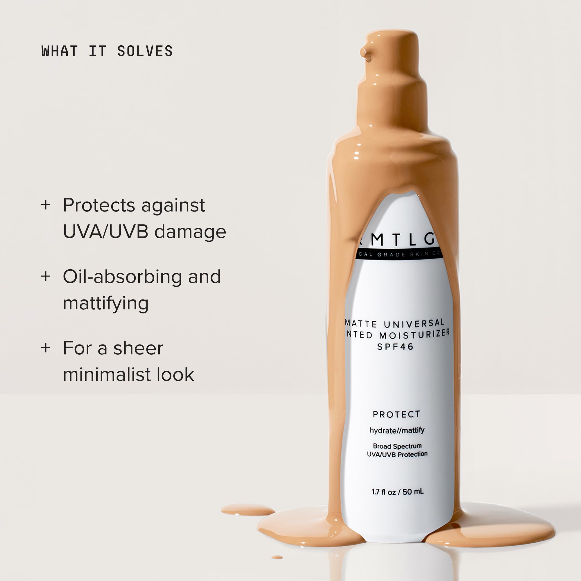 DRMTLGY texture close-up revealing lightweight matte formula benefits