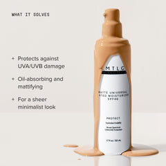 DRMTLGY texture close-up revealing lightweight matte formula benefits