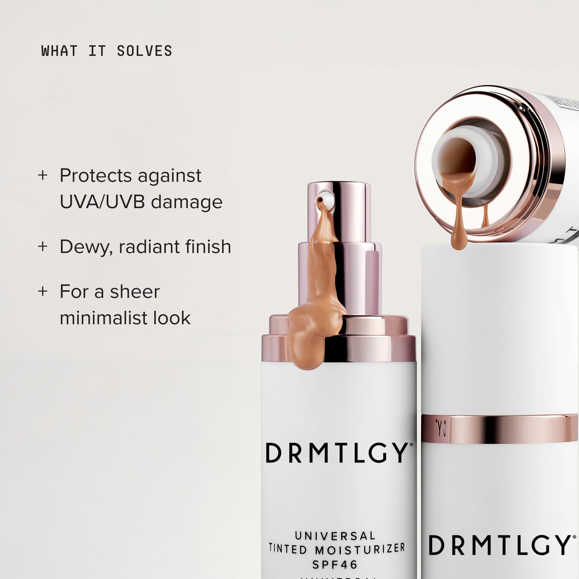 DRMTLGY texture swatch showing creamy dewy finish and blendability benefit