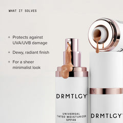 DRMTLGY texture swatch showing creamy dewy finish and blendability benefit