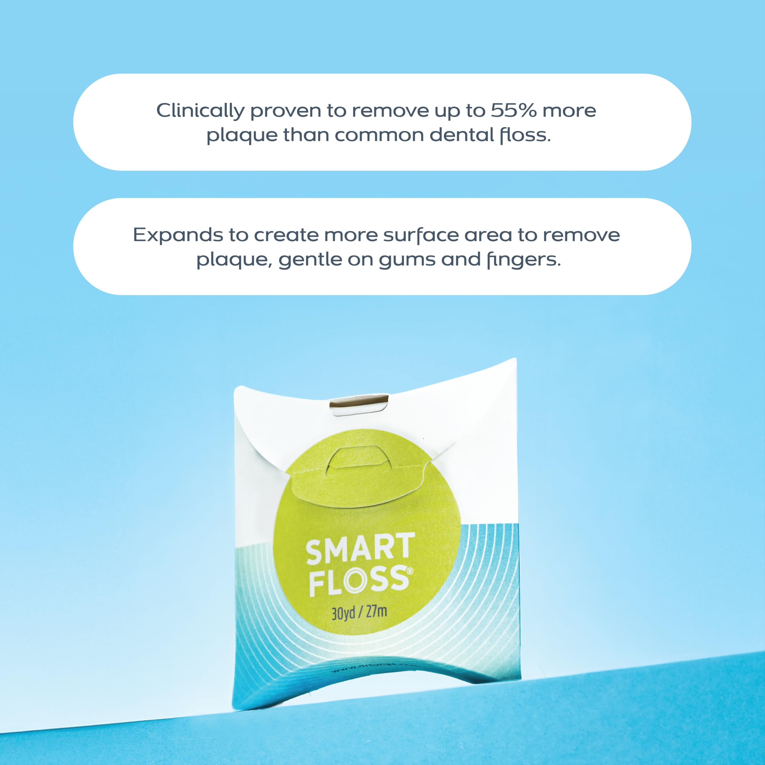 drTung's floss stretched between fingers demonstrating soft resilience