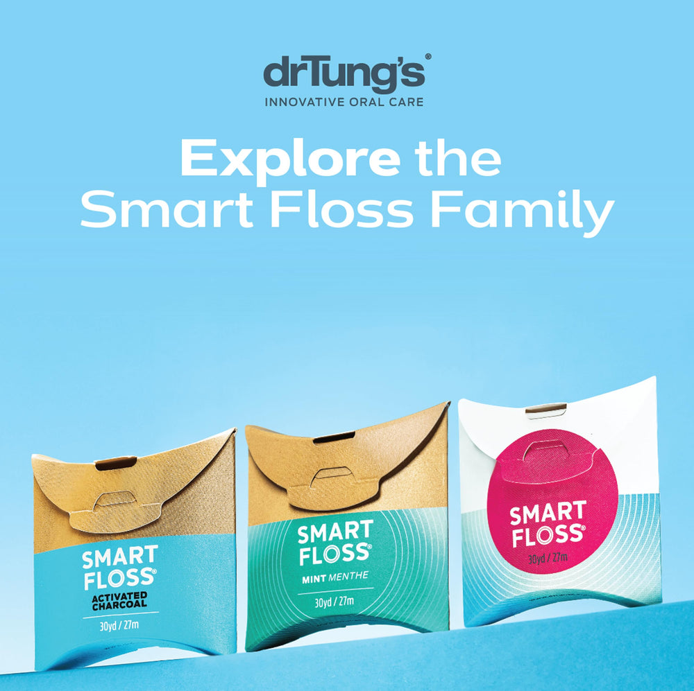 drTung's travel pouch with floss indicating convenience on-the-go