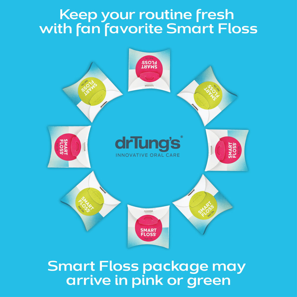 drTung's floss on bathroom counter suggesting daily routine ease