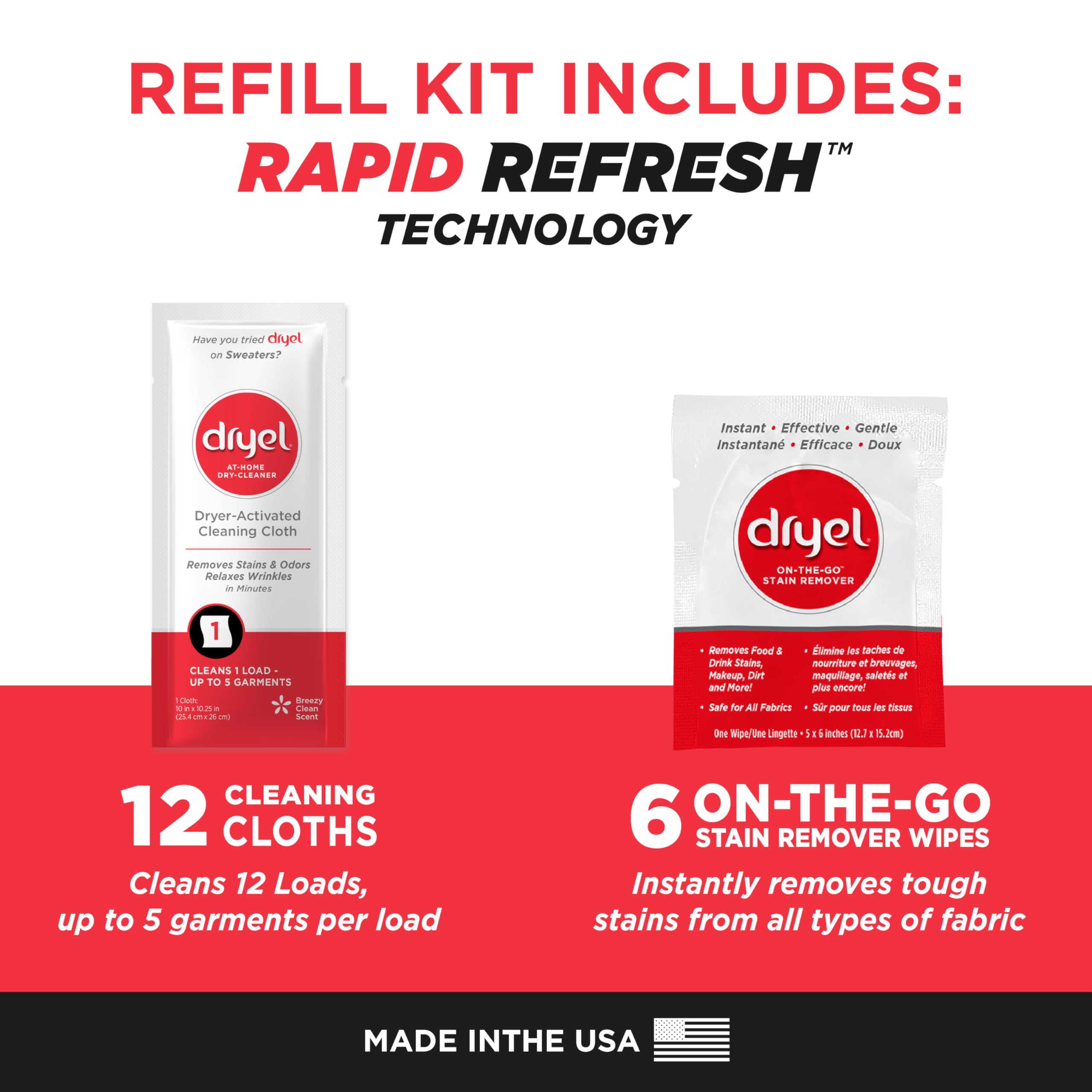 Dryel cleaning cloth close-up highlighting texture and quick-refresh action