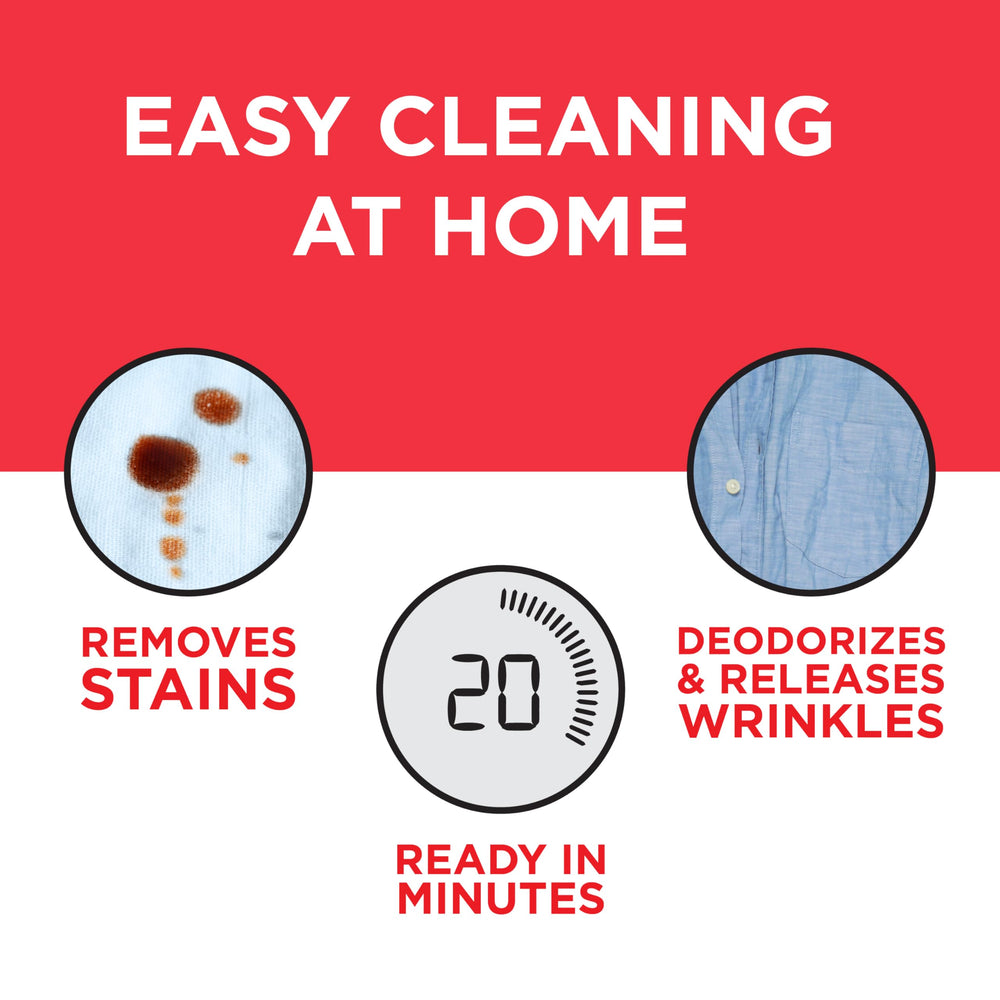 Dryel wrinkle-releaser spray in use smoothing fabric and reducing static