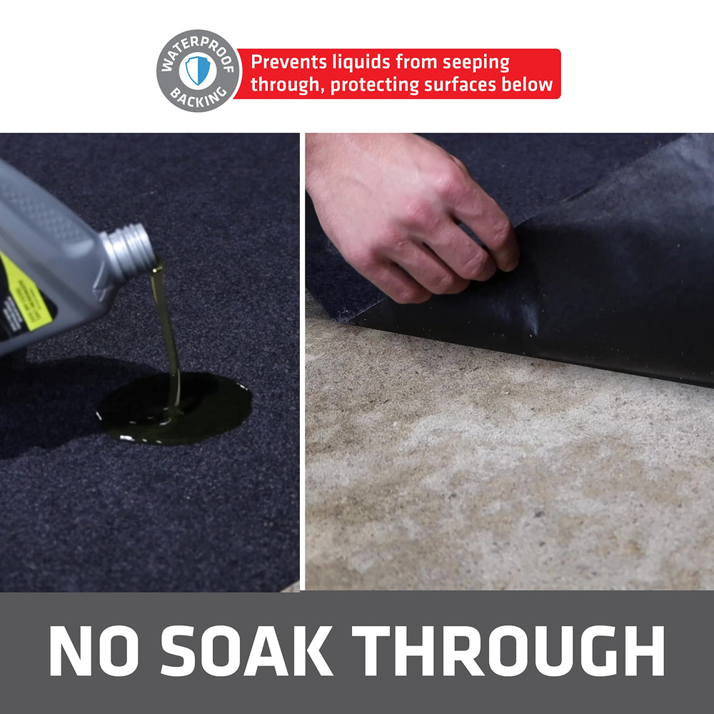 Drymate XL placed under vehicle catching drips and preventing stains