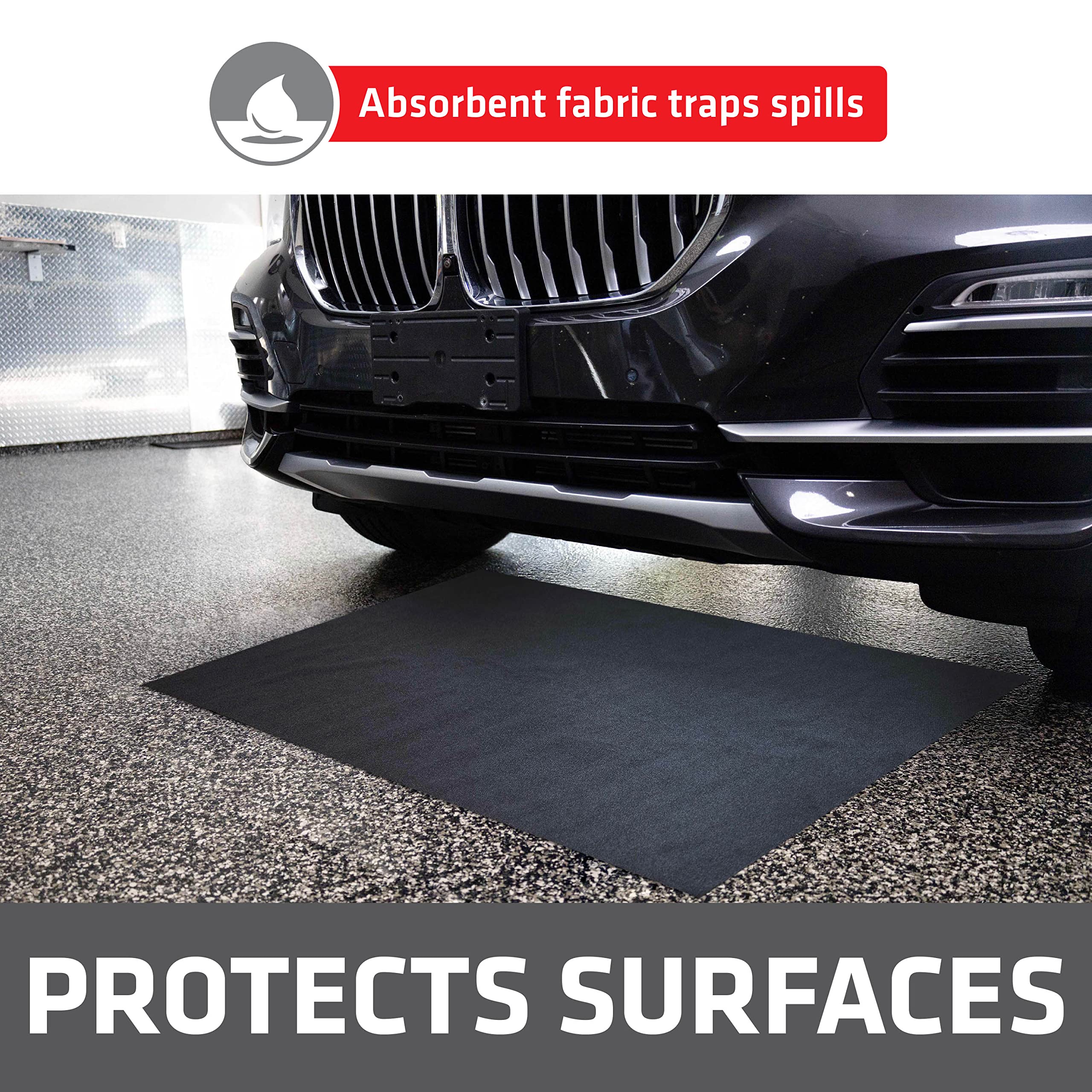 Drymate XL waterproof backing visible to prevent leaks and protect floor