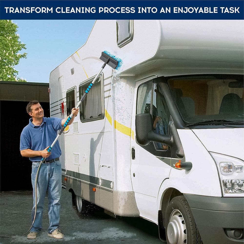 DSV Standard brush used on a car in driveway demonstrating efficient rinsing benefit