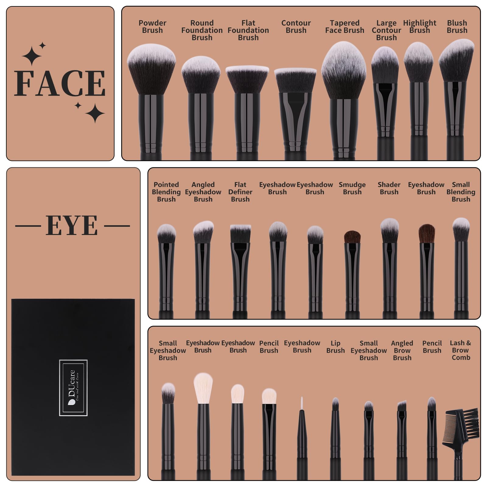 DUcare bristles close-up soft synthetic fibers for smooth, even product pickup