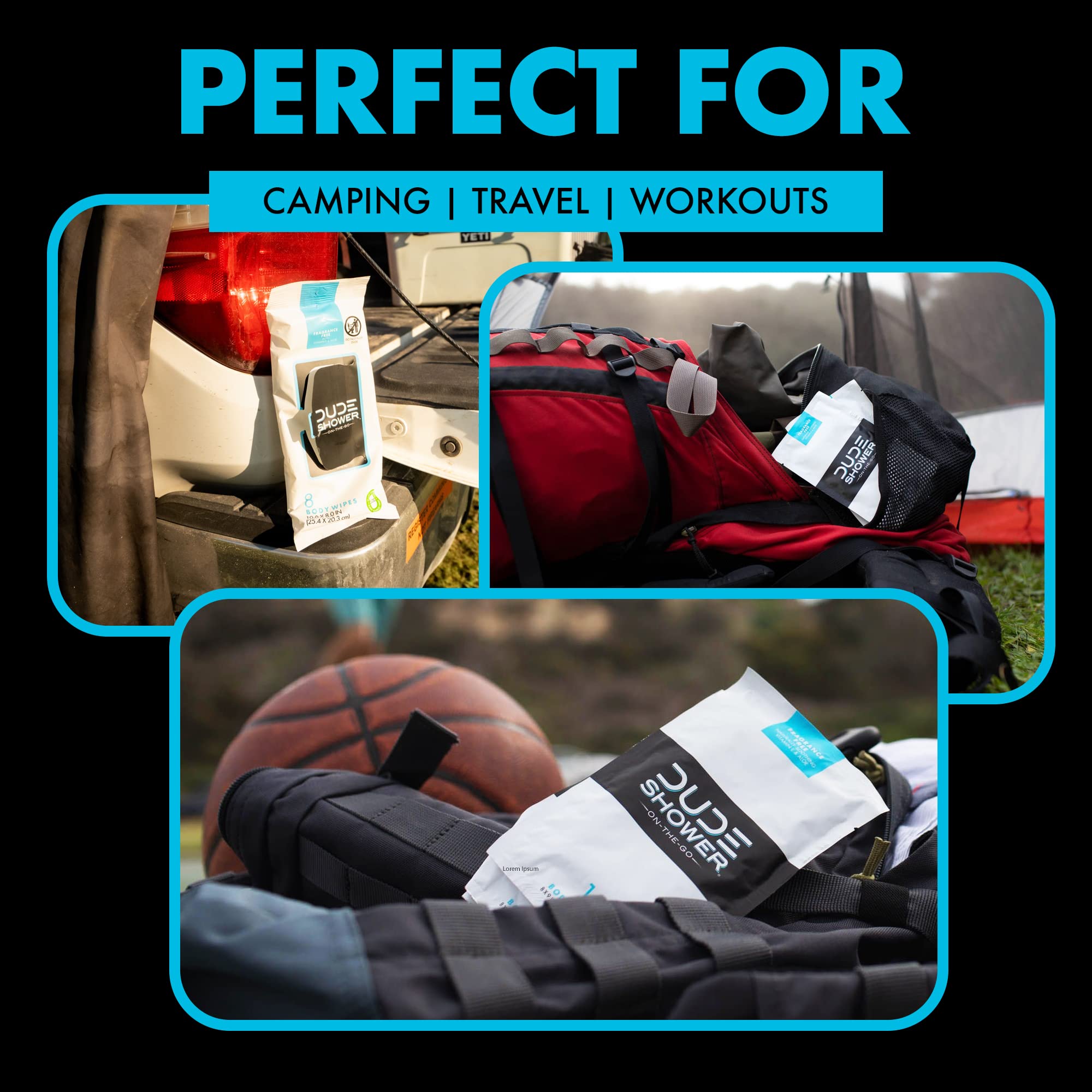 DUDE Wipes inside gym bag lifestyle scene for post-workout freshness