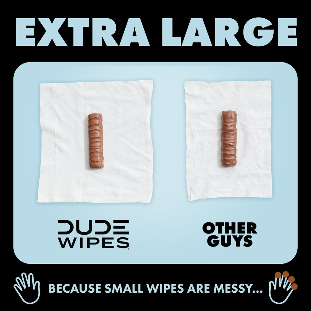 Bottle of witch hazel beside DUDE Wipes highlighting 25% witch hazel soothing blend