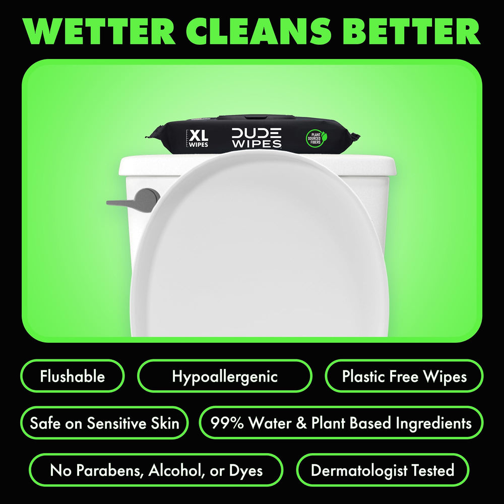 DUDE Wipes ingredient callout with witch hazel and aloe for soothing