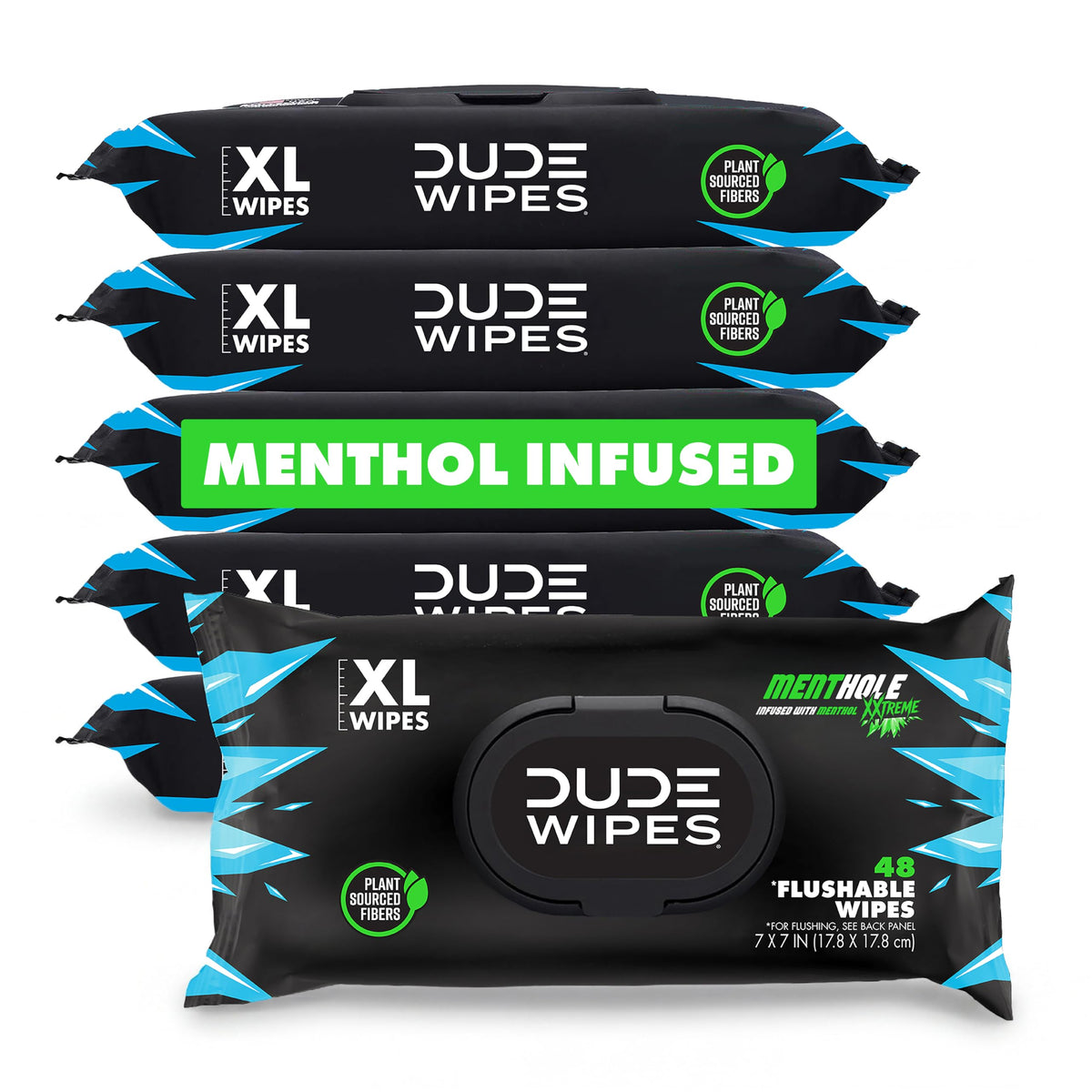 DUDE Wipes front packaging showing bold MentHOLE XXtreme branding and count