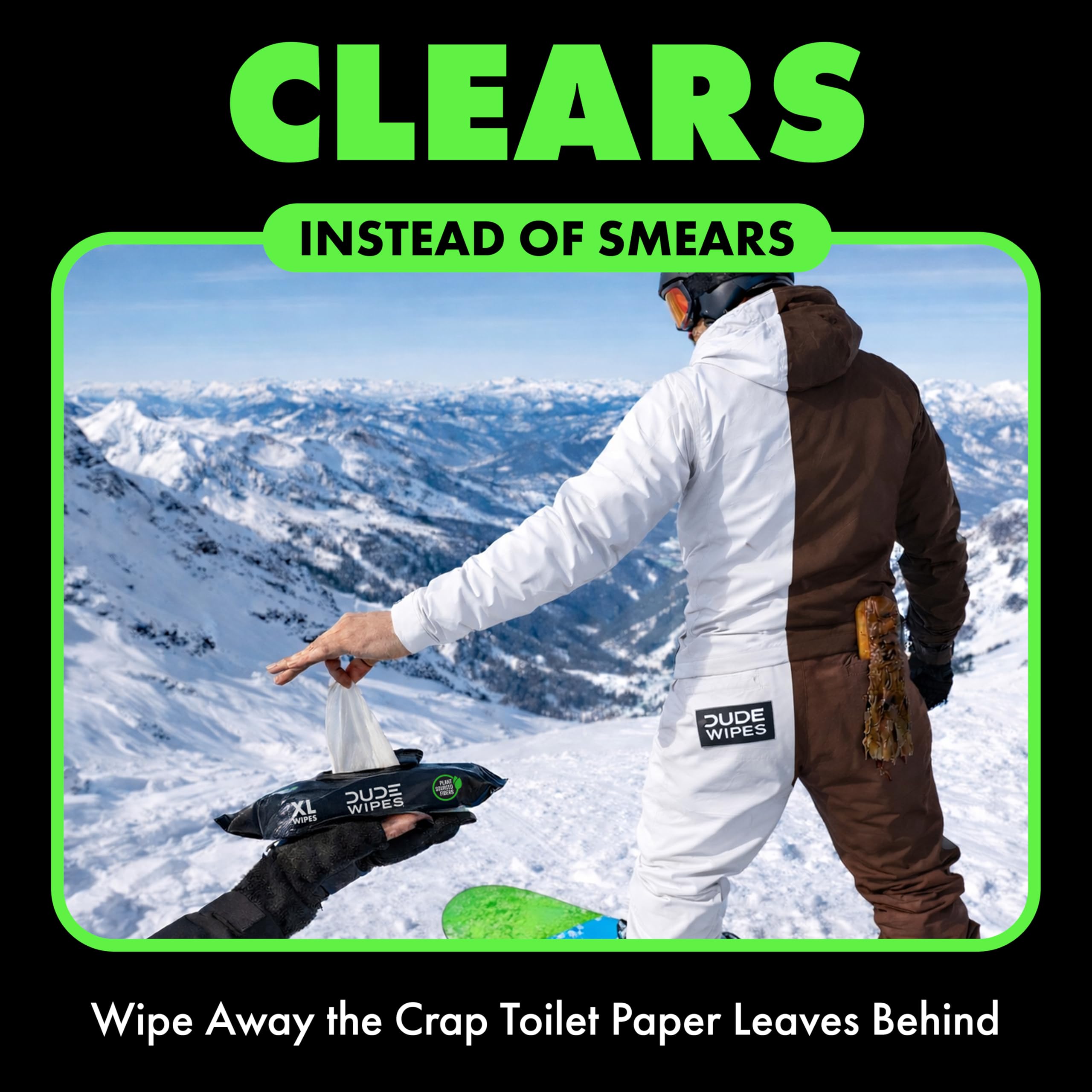 DUDE Wipes flushability badge on label demonstrating sewer and septic safety