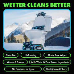 DUDE Wipes in hand to show extra-large wipe size and coverage benefit