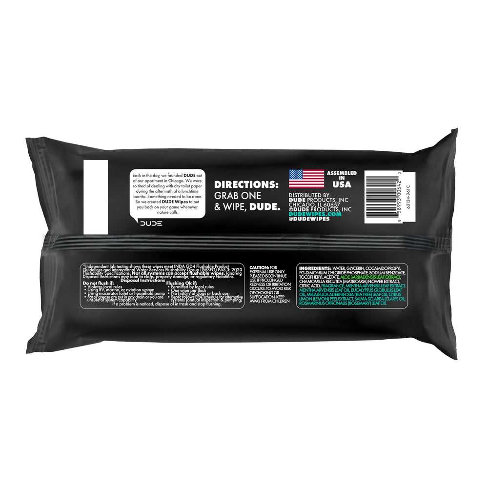 DUDE Wipes in a bathroom setting showing convenience and freshness after use