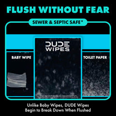 DUDE Wipes in hand demonstrating easy use and full-coverage clean