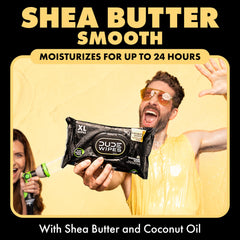DUDE Wipes close-up of moist sheet texture showing soft, plant-based fibers
