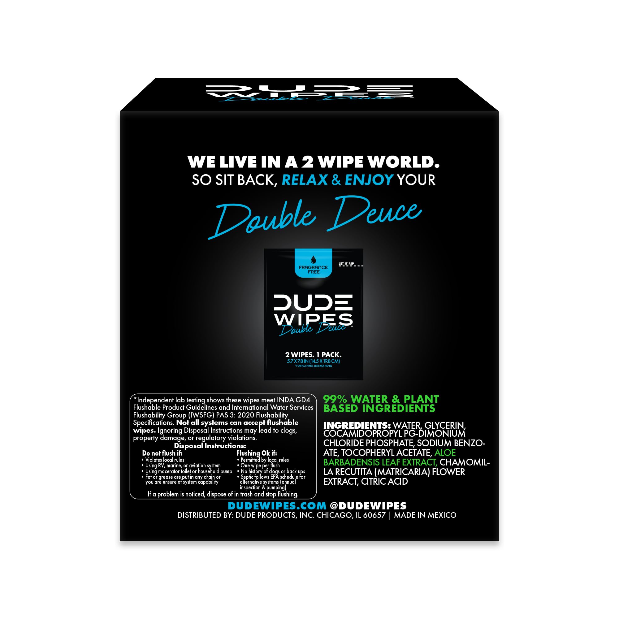 DUDE Wipes inside travel bag showing grab-and-go personal care