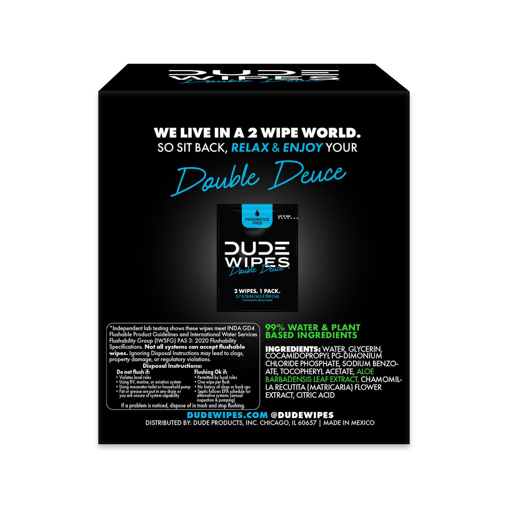 DUDE Wipes inside travel bag showing grab-and-go personal care