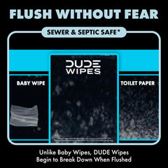 DUDE Wipes next to a smartphone to show extra-large wipe size and coverage