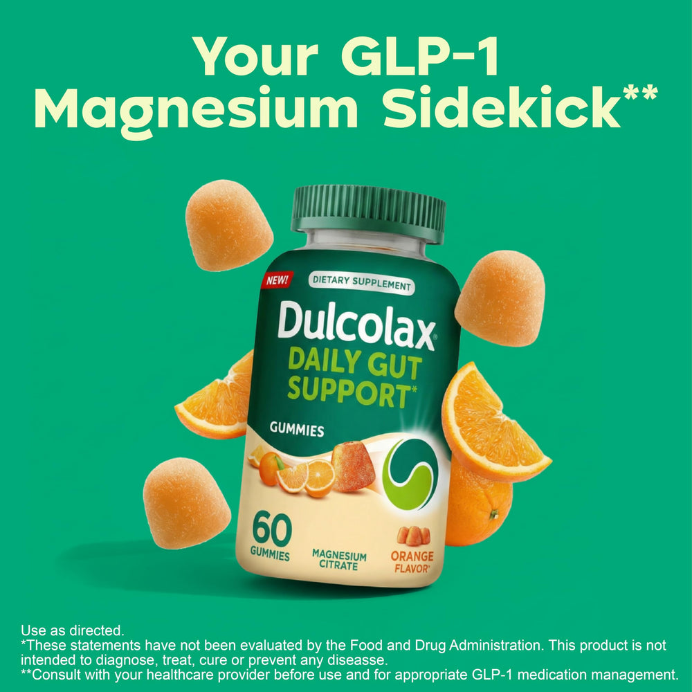Dulcolax bottle opened revealing 60-count gummies to highlight quantity and convenience