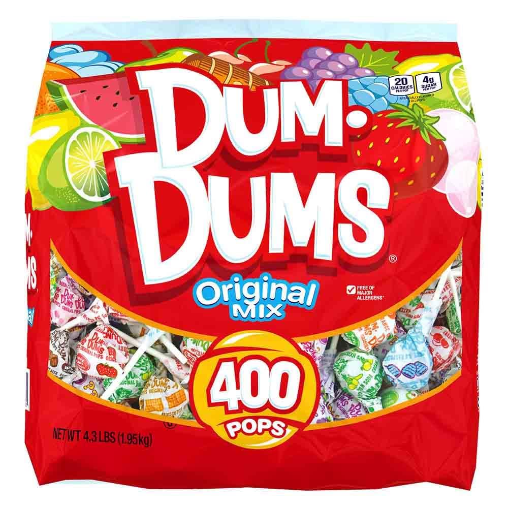 Dum Dums front of bag showing 400 count and visual variety for easy bulk buying