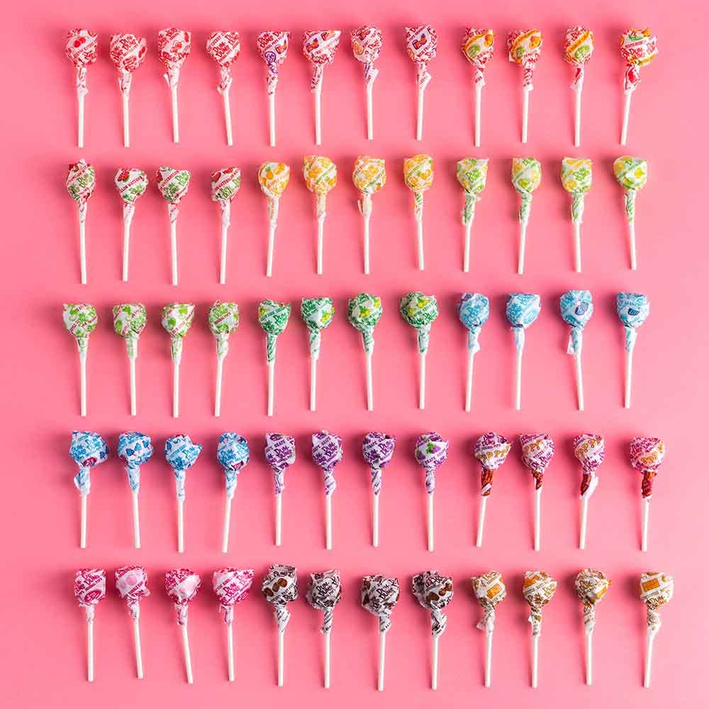 Dum Dums variety close-up highlighting multiple flavors for predictable assortment