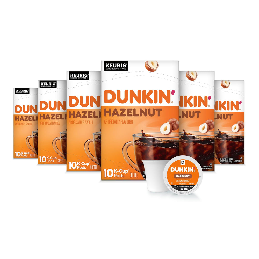 Dunkin' front packaging showing 60-count pods and convenient supply