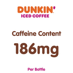 Dunkin' back label and nutrition facts displaying caffeine content clearly