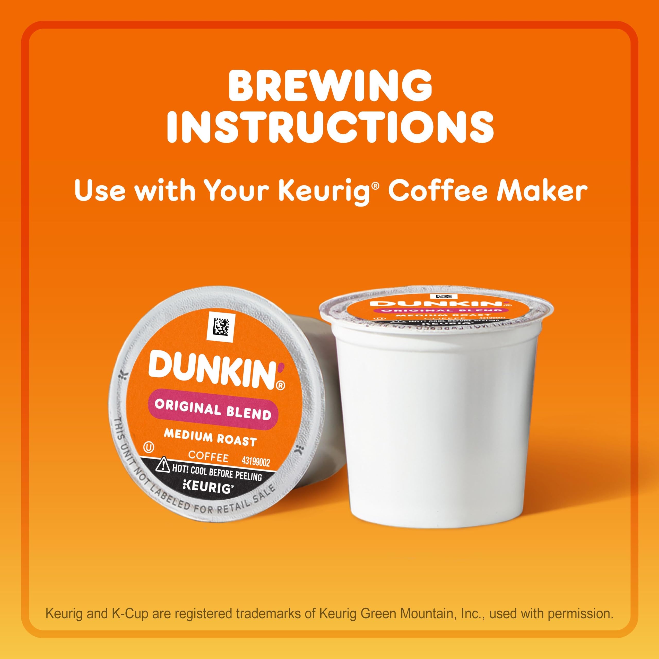 Keurig machine brewing a Dunkin' pod for fast, consistent single-serve coffee
