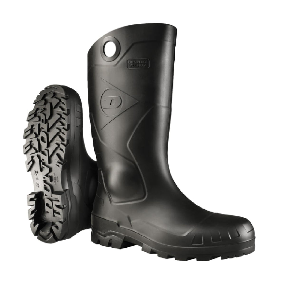 DUNLOP front view of black Chesapeake boot showing waterproof protection and comfort