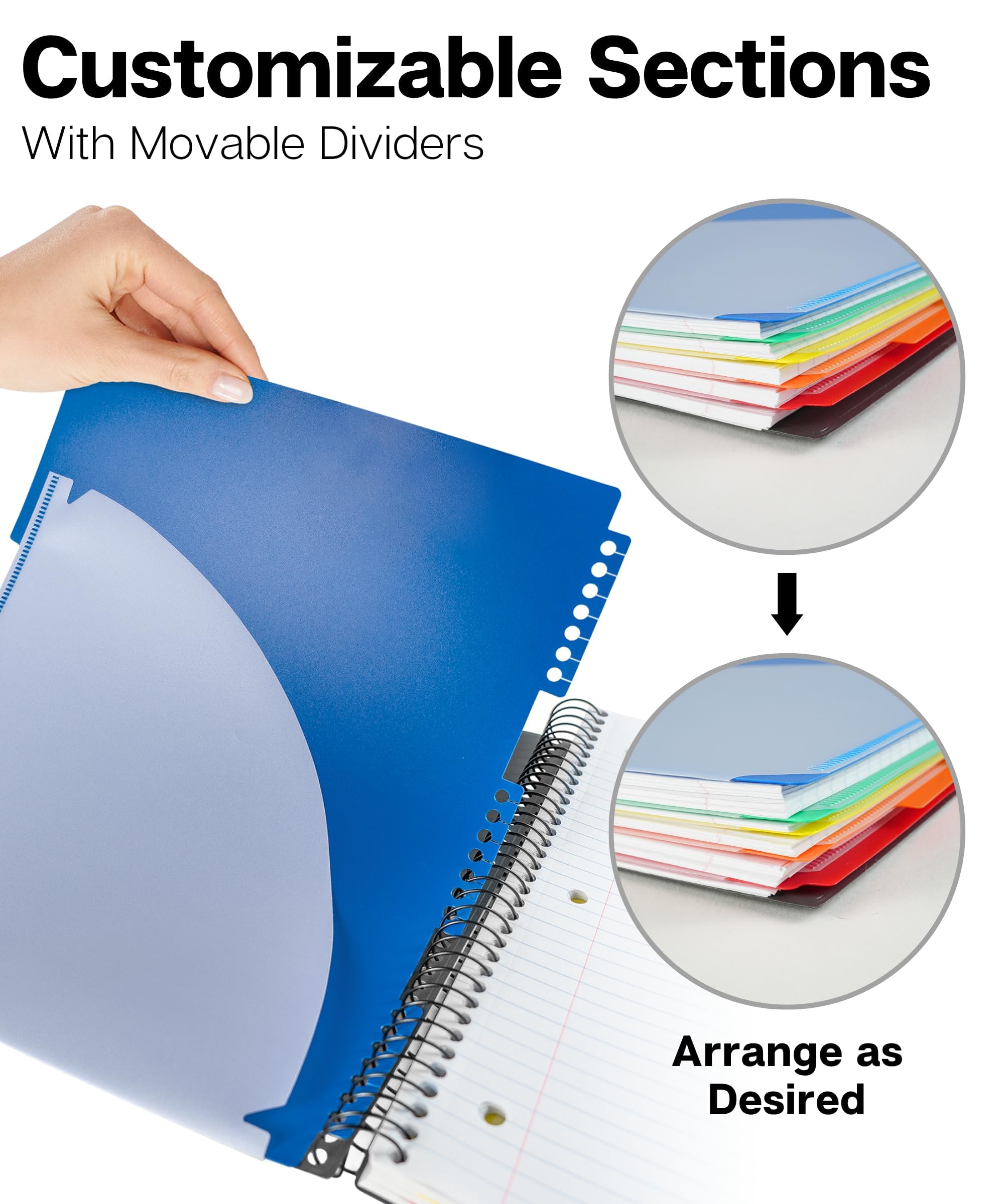 Dunwell open spread displaying five color-coded dividers for quick access