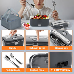 DUPASU electric lunch box plugged into car socket ideal for warm meals on road