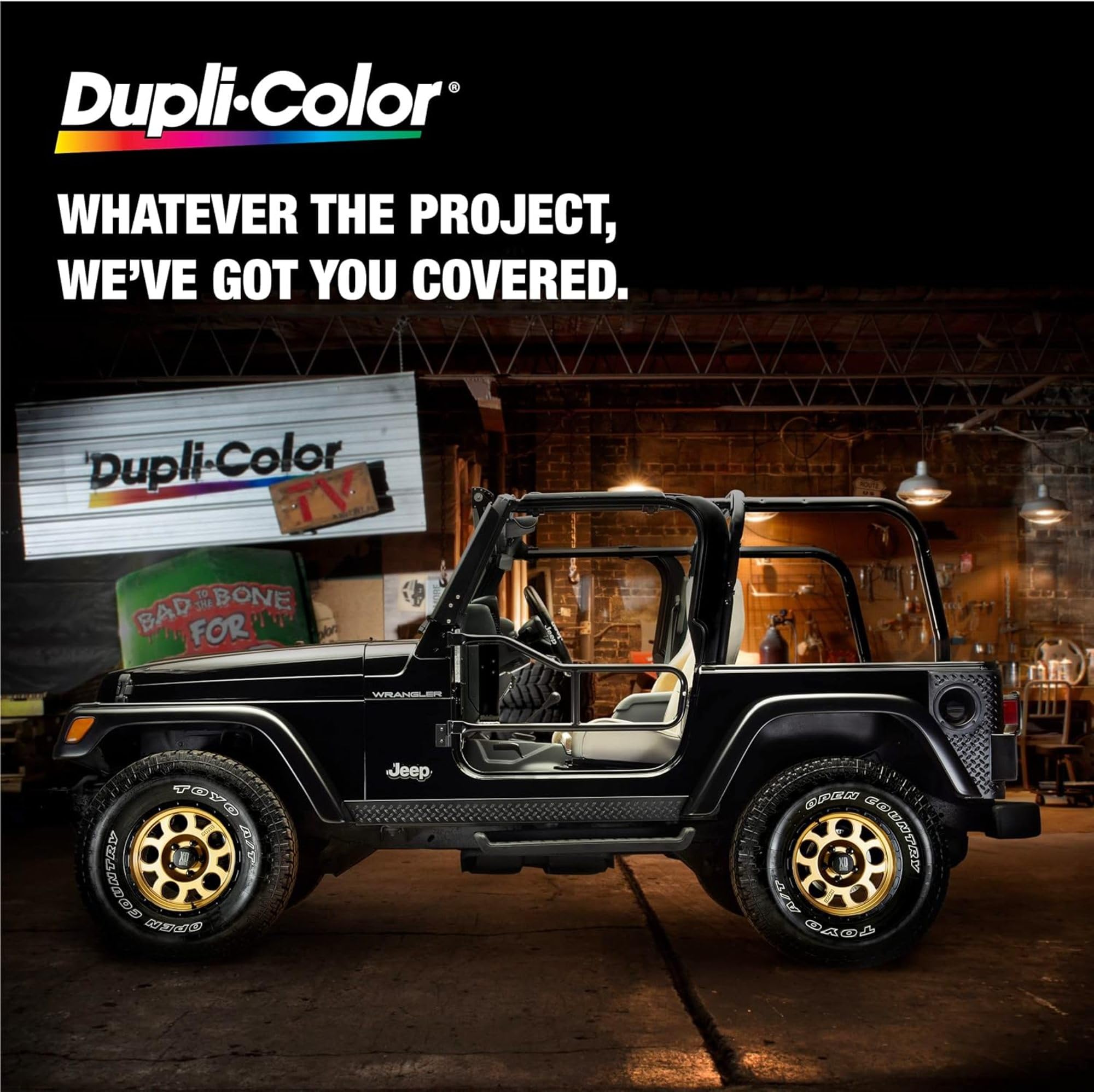 Dupli-Color can in a workshop setting illustrating professional interior results
