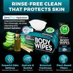 Dura Cleanse wipe beside a hand showing XL size for better coverage