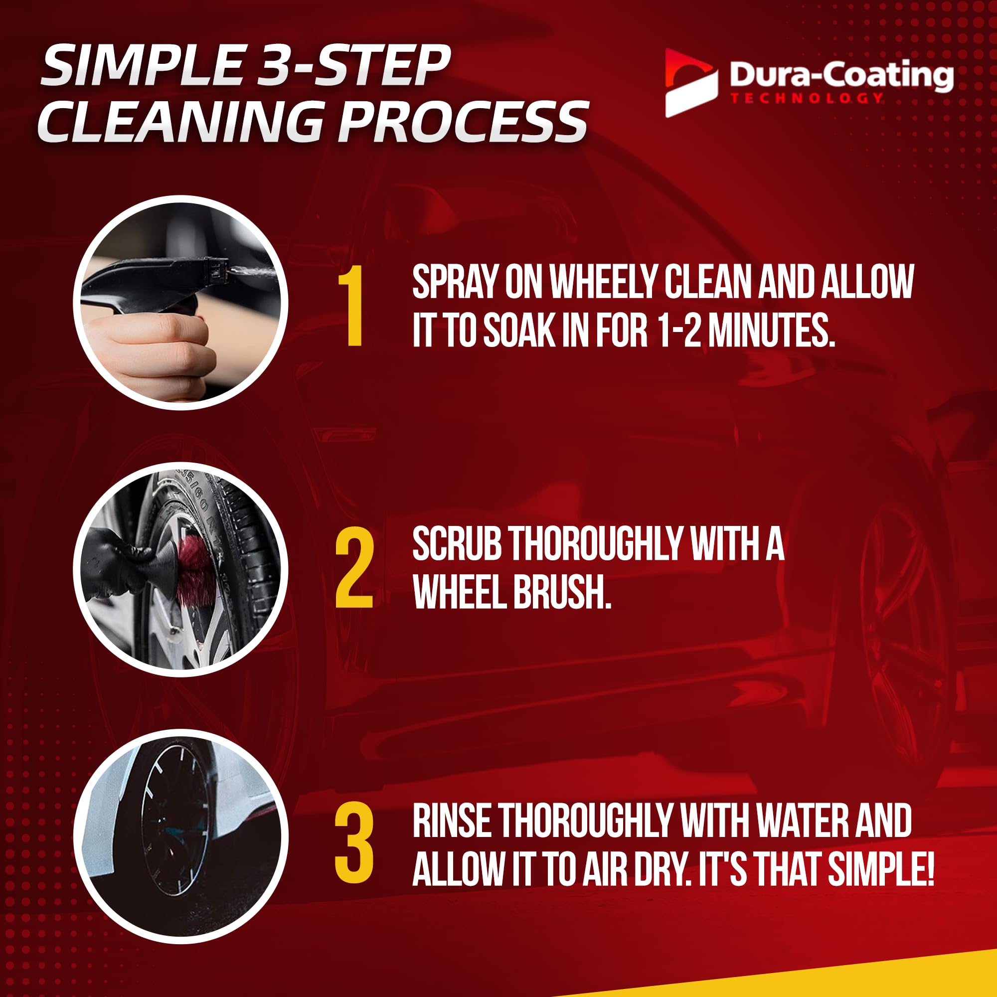 DURA-COATING TECHNOLOGY Wheely Clean before and after wheel comparison restoring gloss