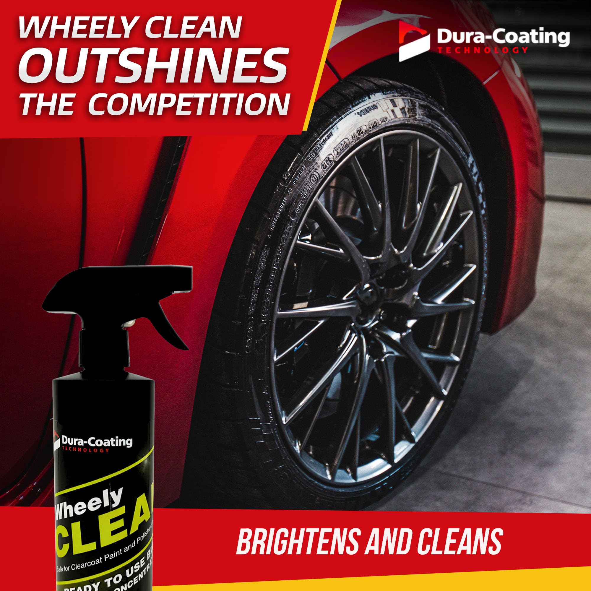 DURA-COATING TECHNOLOGY Wheely Clean 16 oz bottle next to a ruler for scale