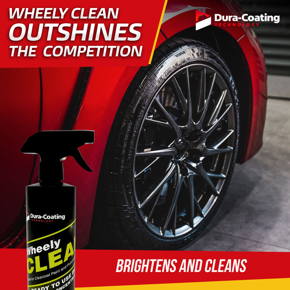 DURA-COATING TECHNOLOGY Wheely Clean 16 oz bottle next to a ruler for scale