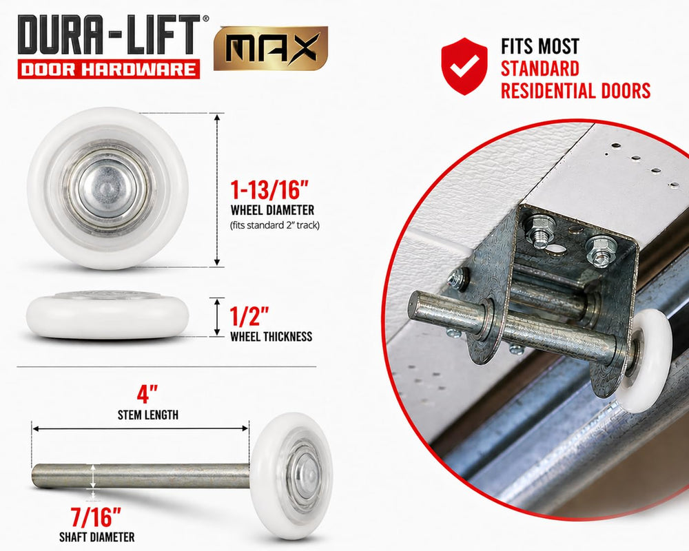 DURA-LIFT nylon wheel close-up highlighting quiet operation and smooth travel