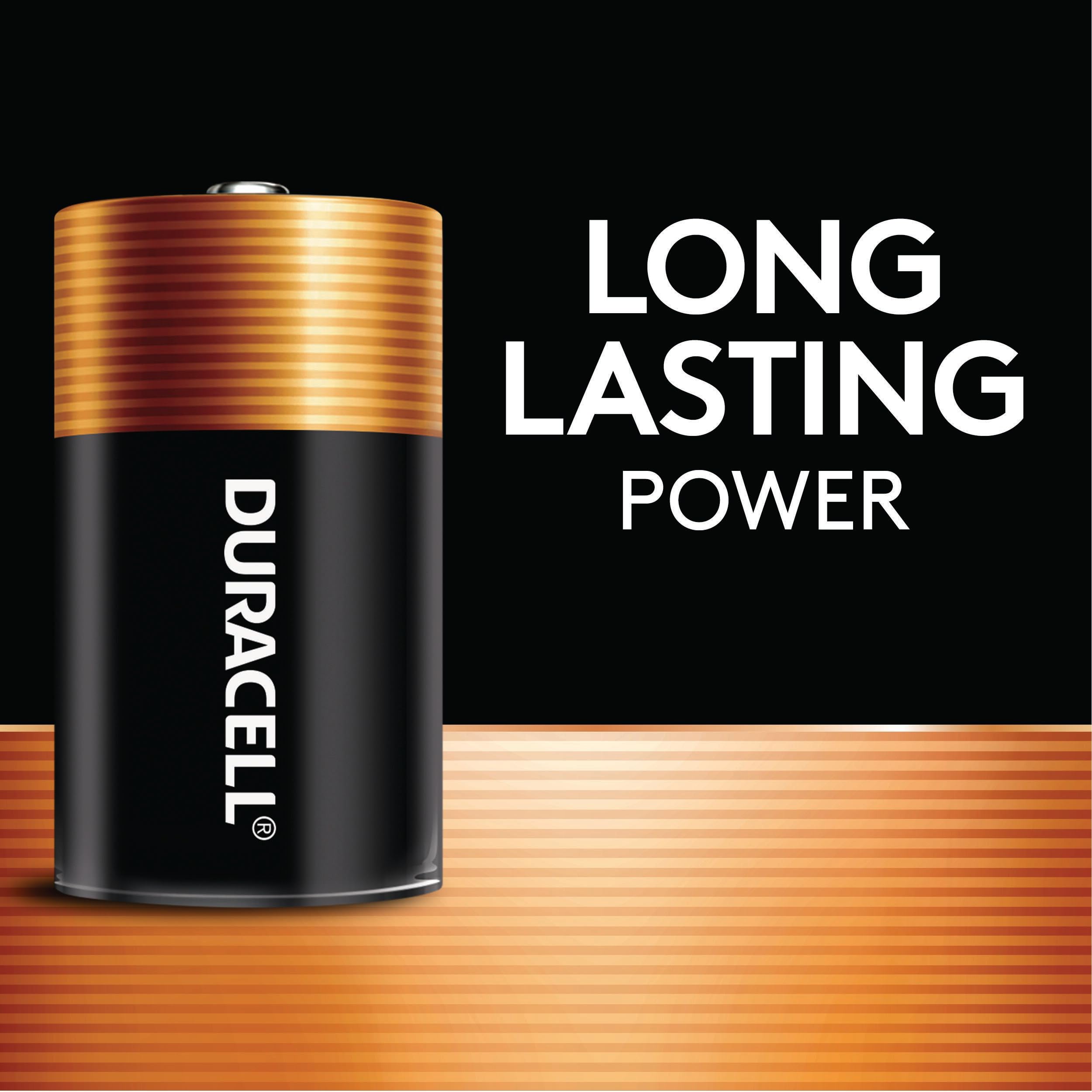 Duracell Coppertop C cells inside a flashlight providing reliable light