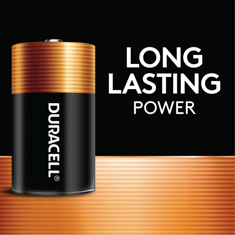 Duracell Coppertop C cells inside a flashlight providing reliable light