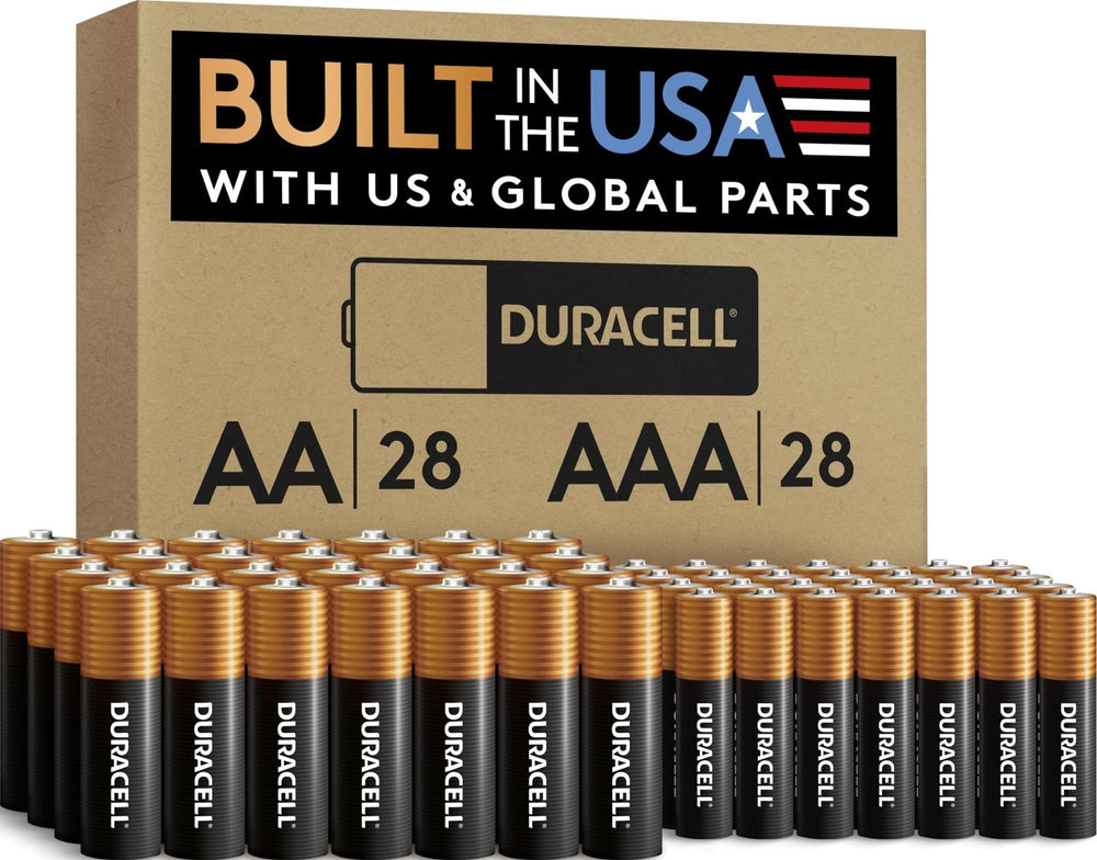 Duracell Coppertop front packaging showing mixed AA and AAA and organized storage benefit