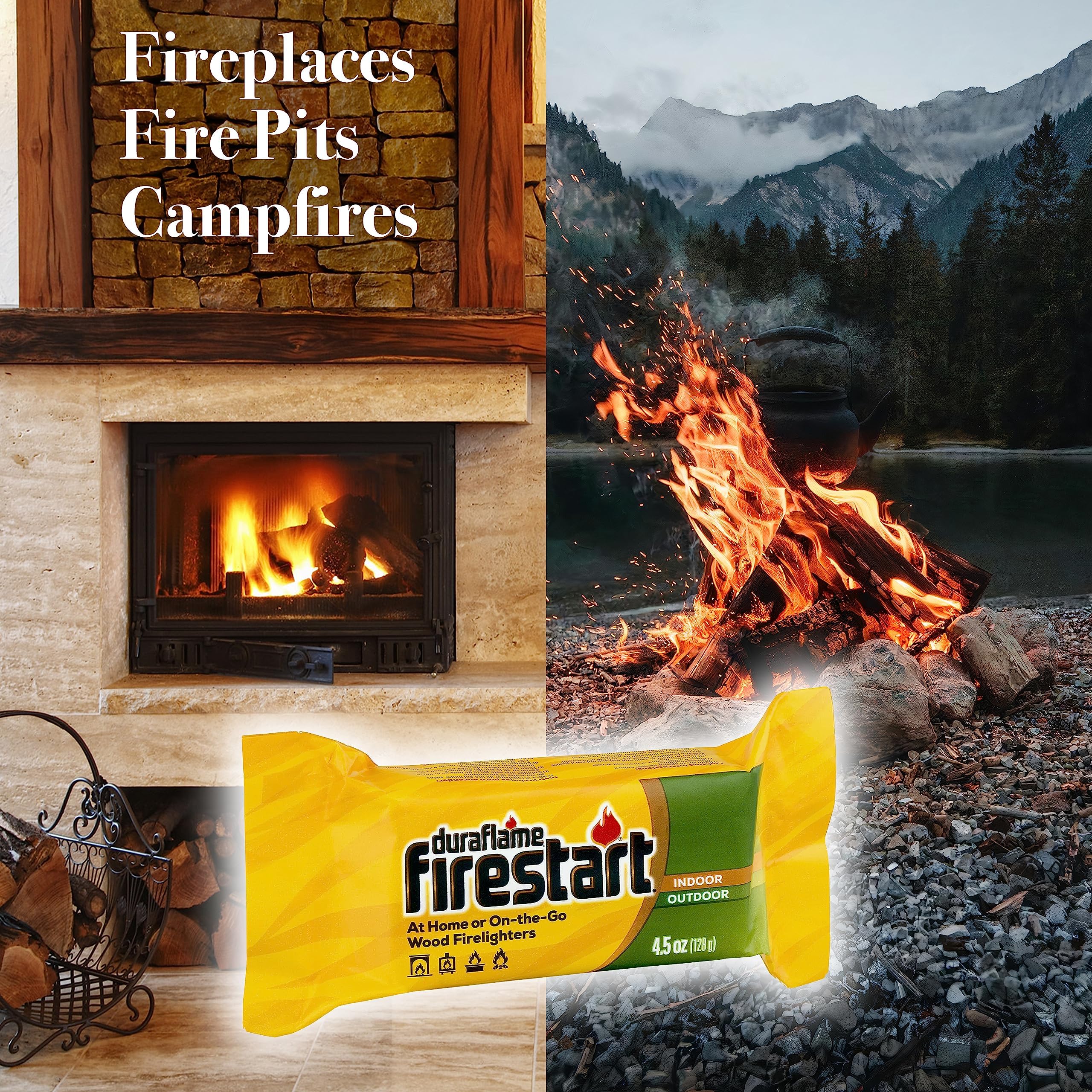 Duraflame close-up of single wrapped starter, clear texture and easy-light benefit