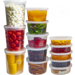 DuraHome front view of 44-piece container pack showing clear cups and lids for easy identification