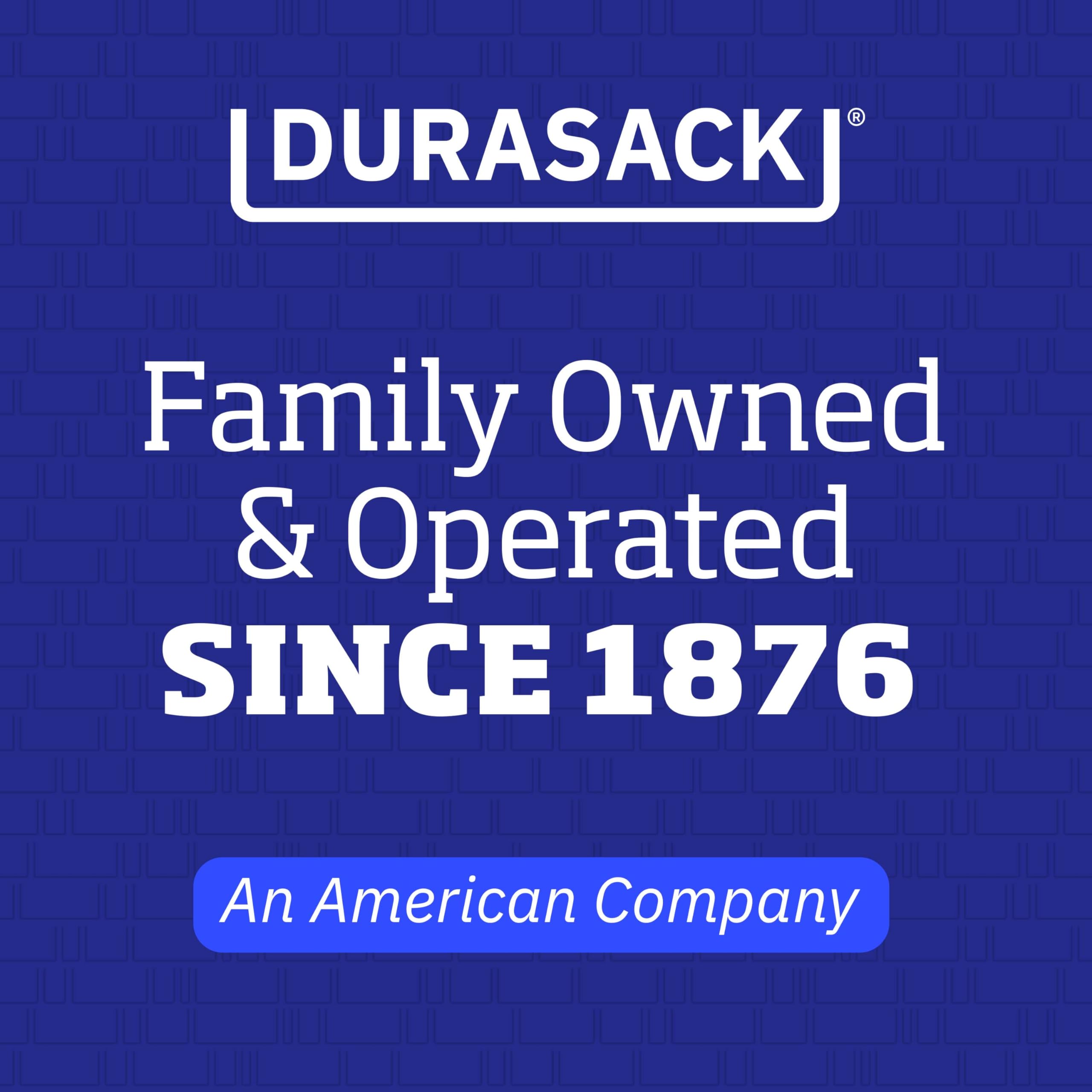 DURASACK beside a standard trash can showing 48-gallon capacity benefit